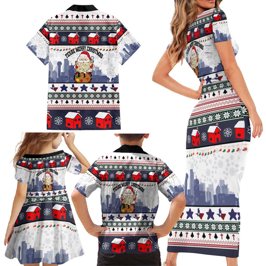 Texas Santa Christmas Family Matching Short Sleeve Bodycon Dress and Hawaiian Shirt Xmas Holiday Patterns - Wonder Print Shop