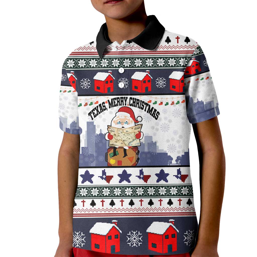 Texas Santa Christmas Kid Polo Shirt Xmas Holiday Patterns - Wonder Print Shop