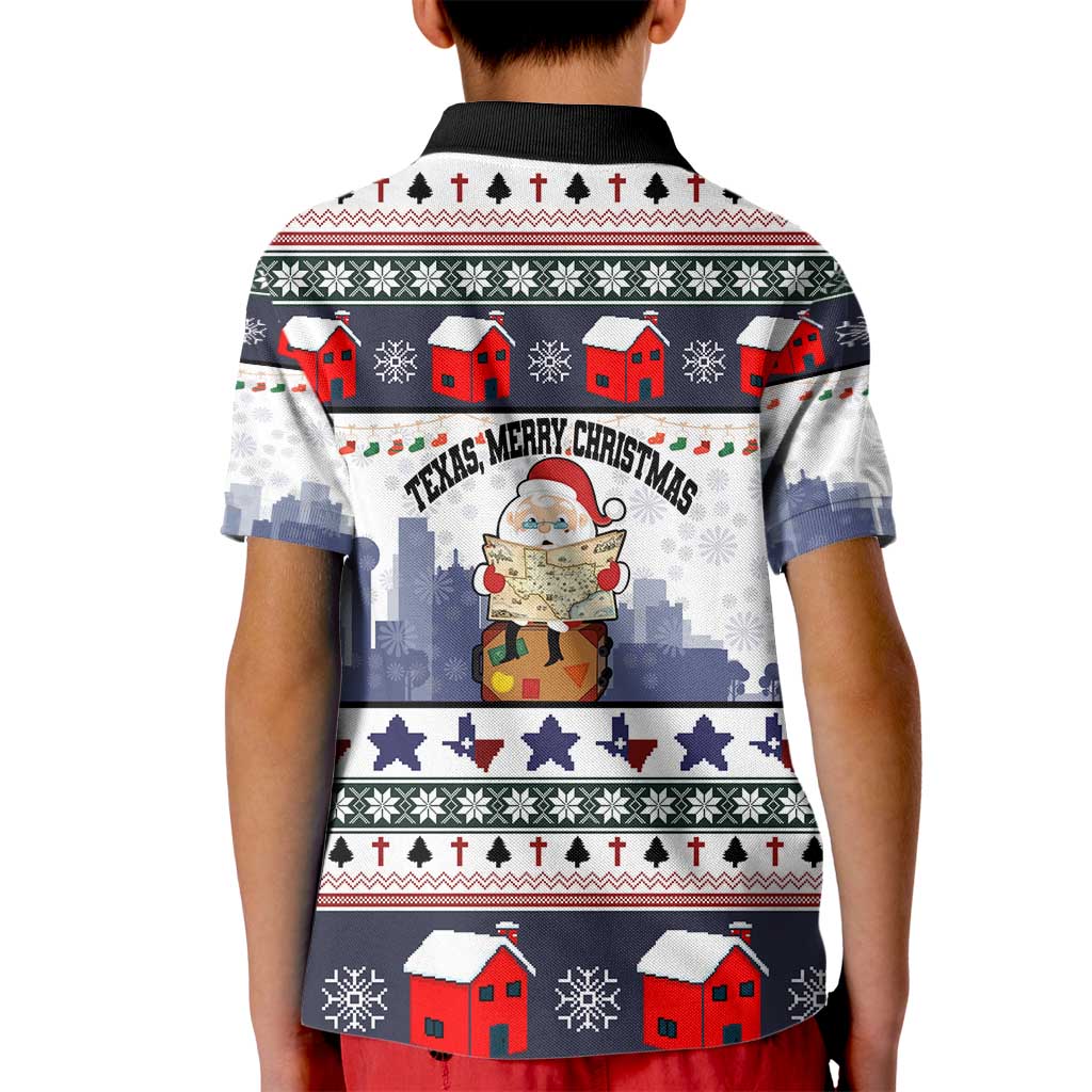 Texas Santa Christmas Kid Polo Shirt Xmas Holiday Patterns - Wonder Print Shop
