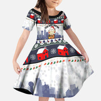 Texas Santa Christmas Kid Short Sleeve Dress Xmas Holiday Patterns - Wonder Print Shop