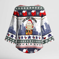 Texas Santa Christmas Kimono Sleeve Blouse Xmas Holiday Patterns - Wonder Print Shop