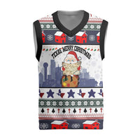 Texas Santa Christmas Knitted V-Neck Vest Xmas Holiday Patterns - Wonder Print Shop