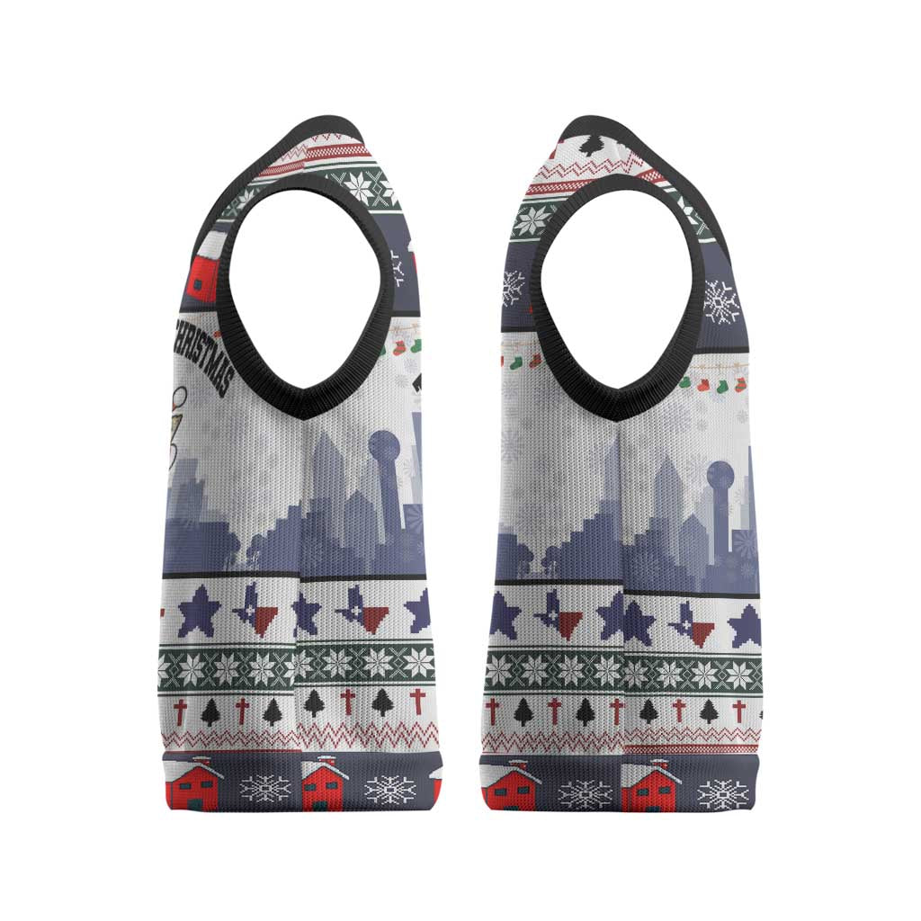 Texas Santa Christmas Knitted V-Neck Vest Xmas Holiday Patterns - Wonder Print Shop