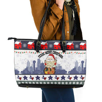 Texas Santa Christmas Leather Tote Bag Xmas Holiday Patterns - Wonder Print Shop