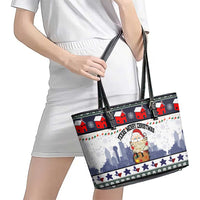 Texas Santa Christmas Leather Tote Bag Xmas Holiday Patterns - Wonder Print Shop