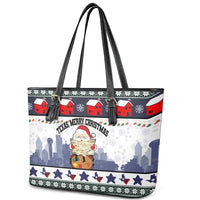 Texas Santa Christmas Leather Tote Bag Xmas Holiday Patterns - Wonder Print Shop