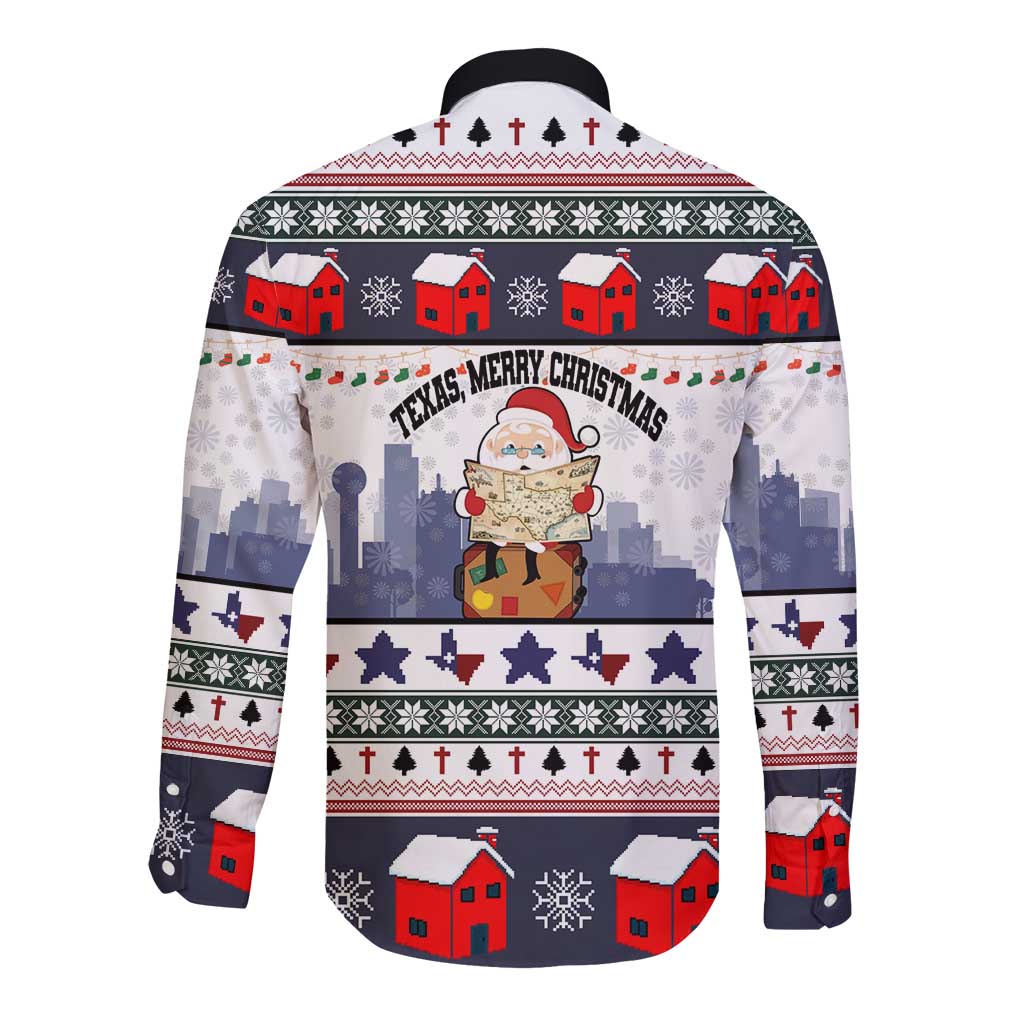 Texas Santa Christmas Long Sleeve Button Shirt Xmas Holiday Patterns - Wonder Print Shop