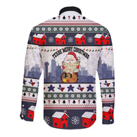 Texas Santa Christmas Long Sleeve Button Shirt Xmas Holiday Patterns - Wonder Print Shop