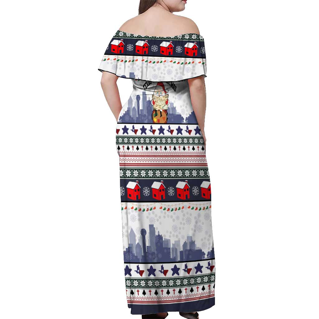 Texas Santa Christmas Off Shoulder Maxi Dress Xmas Holiday Patterns - Wonder Print Shop