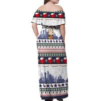 Texas Santa Christmas Off Shoulder Maxi Dress Xmas Holiday Patterns - Wonder Print Shop