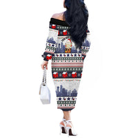 Texas Santa Christmas Off The Shoulder Long Sleeve Dress Xmas Holiday Patterns - Wonder Print Shop