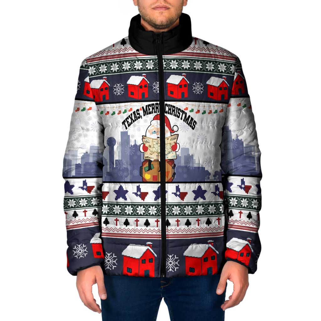 Texas Santa Christmas Padded Jacket Xmas Holiday Patterns - Wonder Print Shop