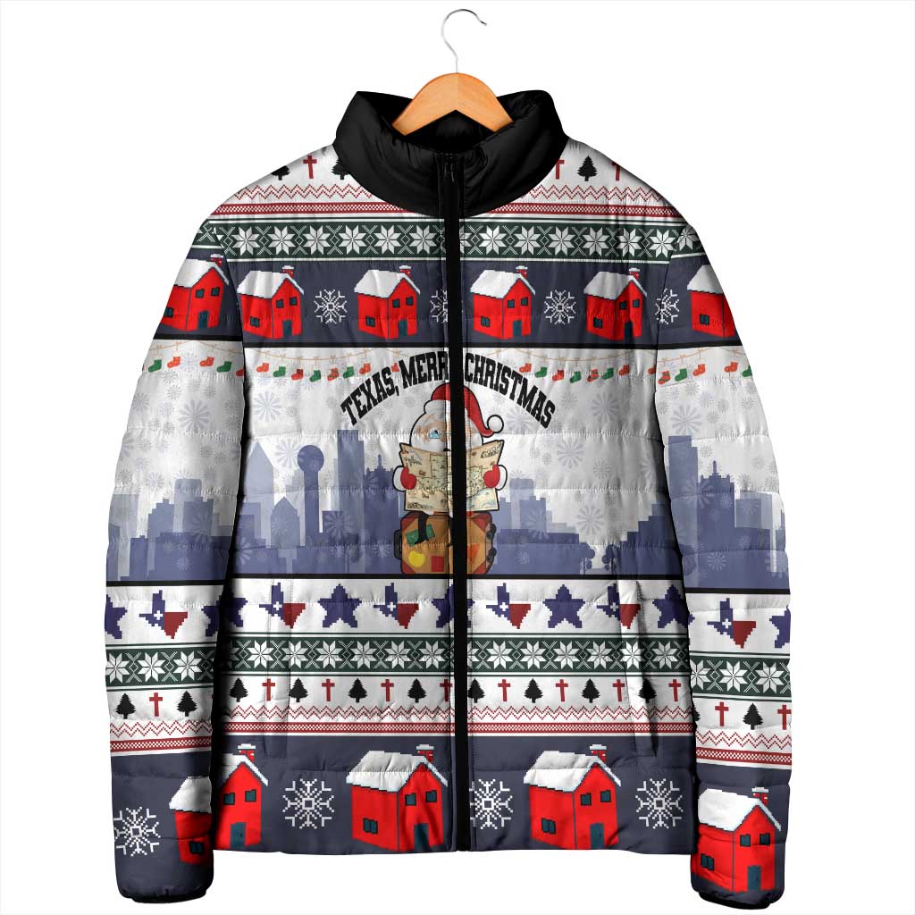 Texas Santa Christmas Padded Jacket Xmas Holiday Patterns - Wonder Print Shop