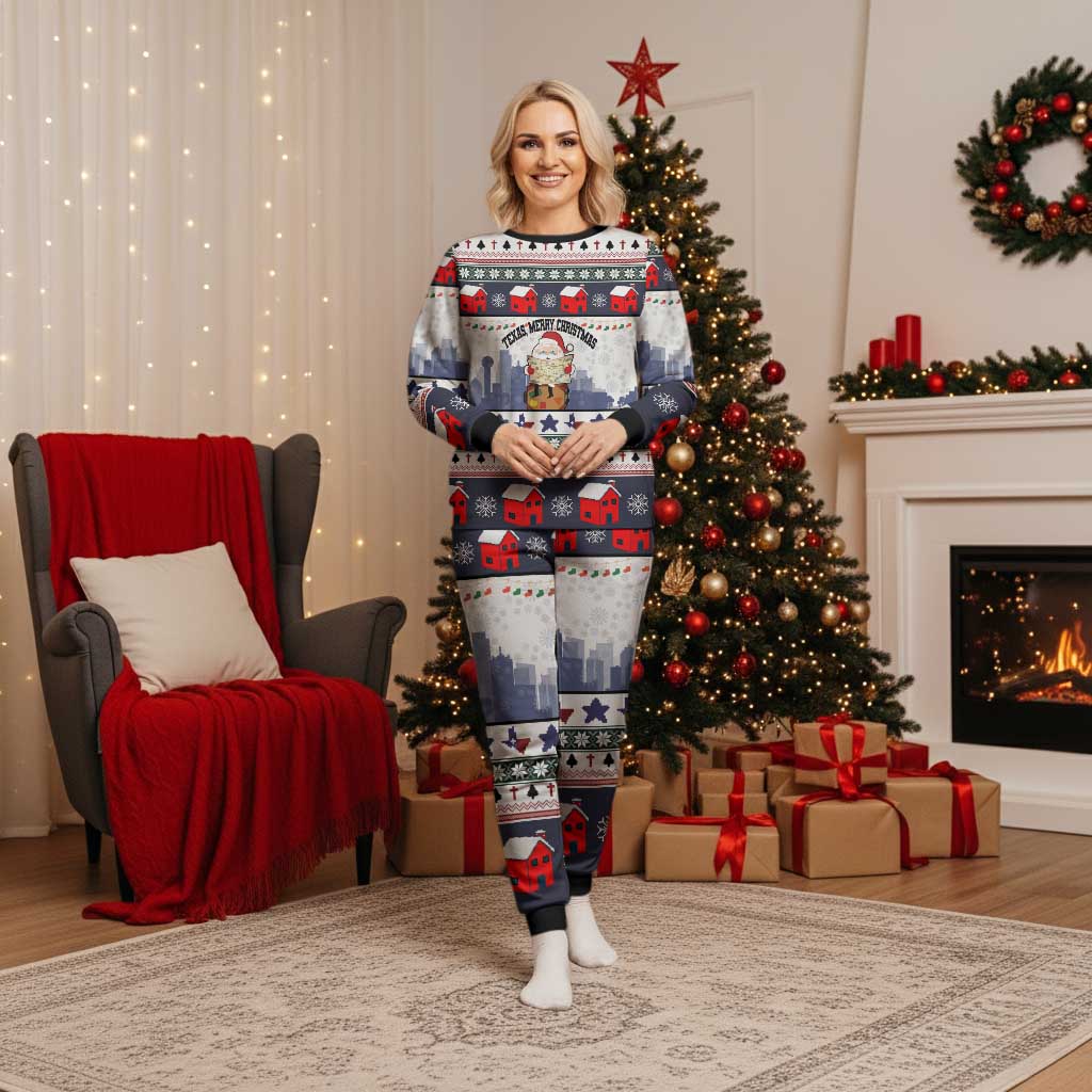 Texas Santa Christmas Pajama Set Xmas Holiday Patterns - Wonder Print Shop
