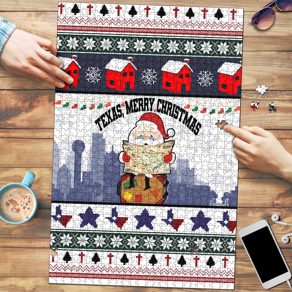 Texas Santa Christmas Puzzle Xmas Holiday Patterns - Wonder Print Shop