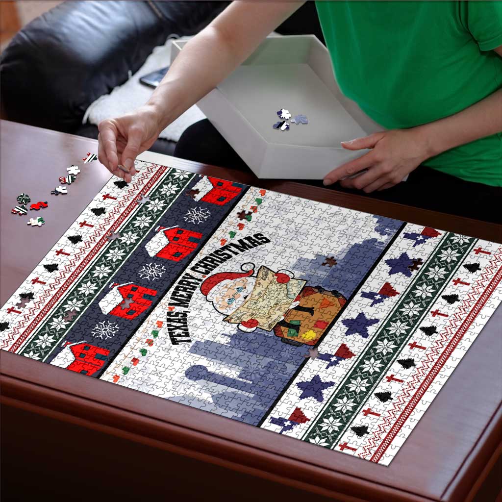 Texas Santa Christmas Puzzle Xmas Holiday Patterns - Wonder Print Shop