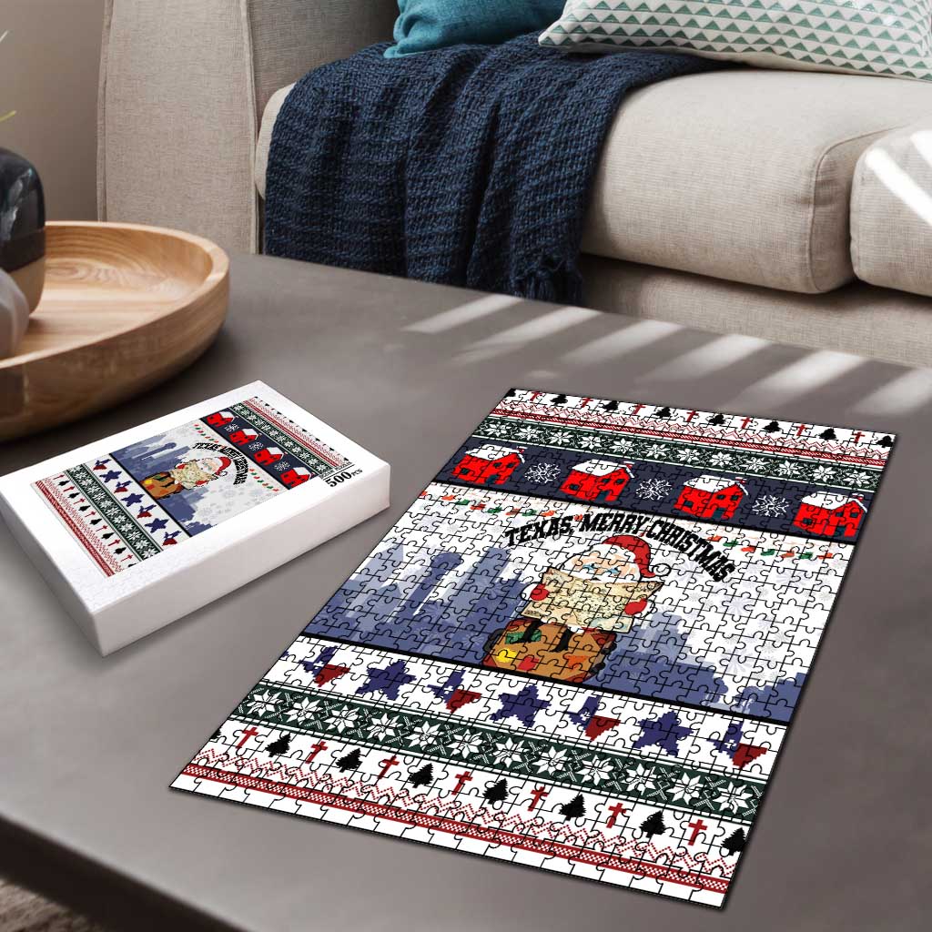 Texas Santa Christmas Puzzle Xmas Holiday Patterns - Wonder Print Shop