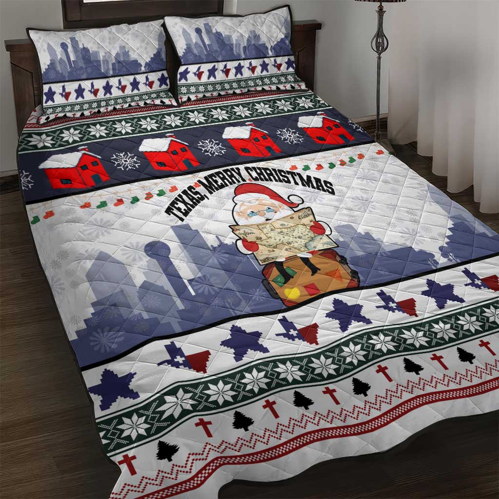 Texas Santa Christmas Quilt Bed Set Xmas Holiday Patterns - Wonder Print Shop