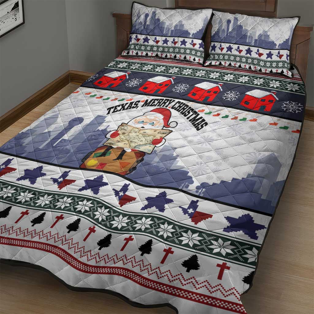 Texas Santa Christmas Quilt Bed Set Xmas Holiday Patterns - Wonder Print Shop