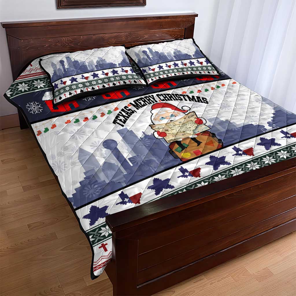 Texas Santa Christmas Quilt Bed Set Xmas Holiday Patterns - Wonder Print Shop