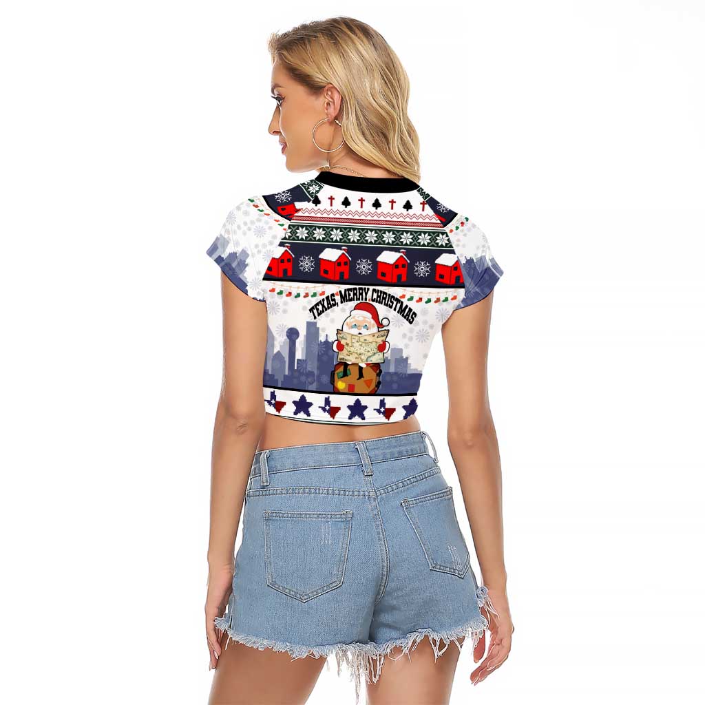Texas Santa Christmas Raglan Cropped T Shirt Xmas Holiday Patterns - Wonder Print Shop
