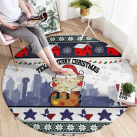 Texas Santa Christmas Round Carpet Xmas Holiday Patterns - Wonder Print Shop
