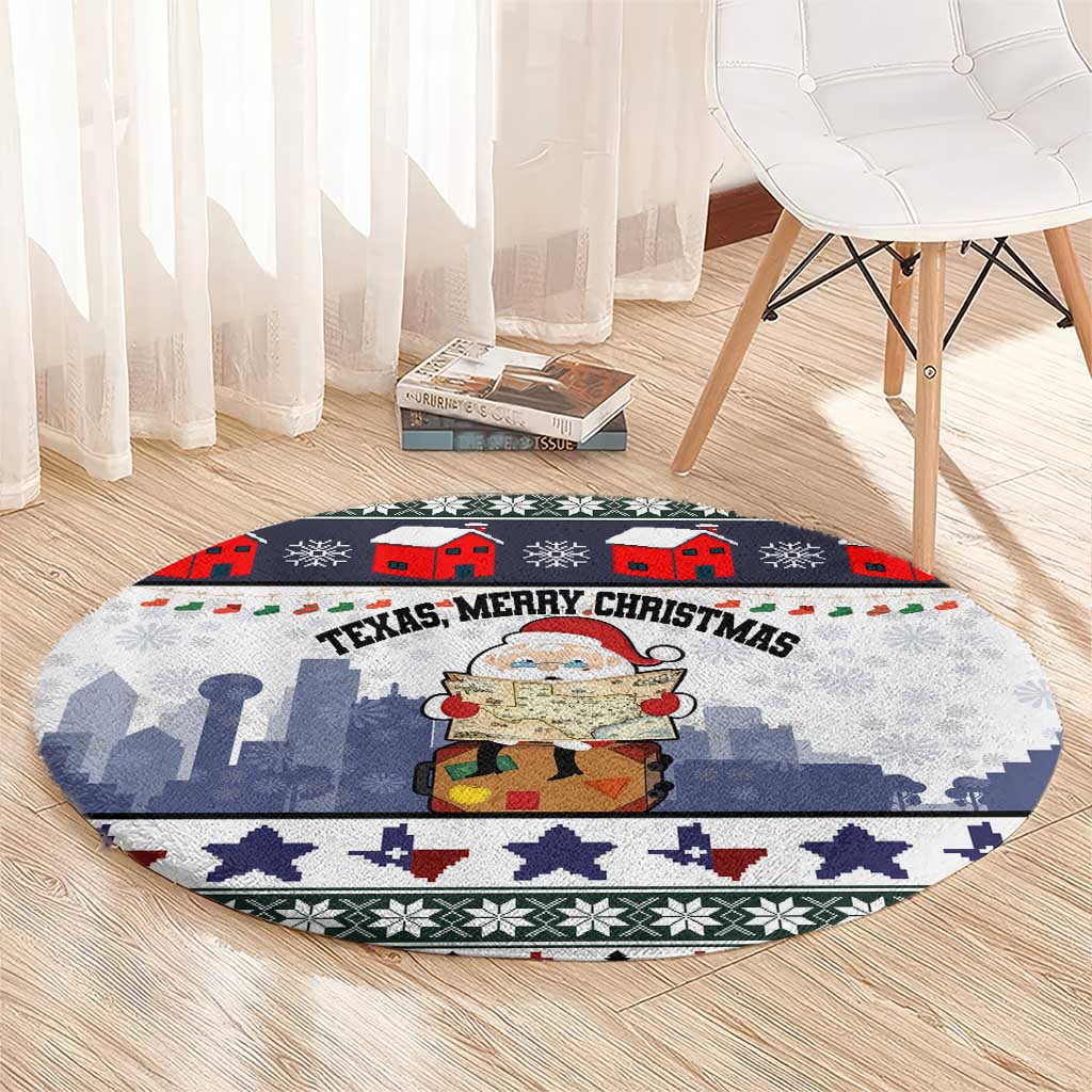 Texas Santa Christmas Round Carpet Xmas Holiday Patterns - Wonder Print Shop