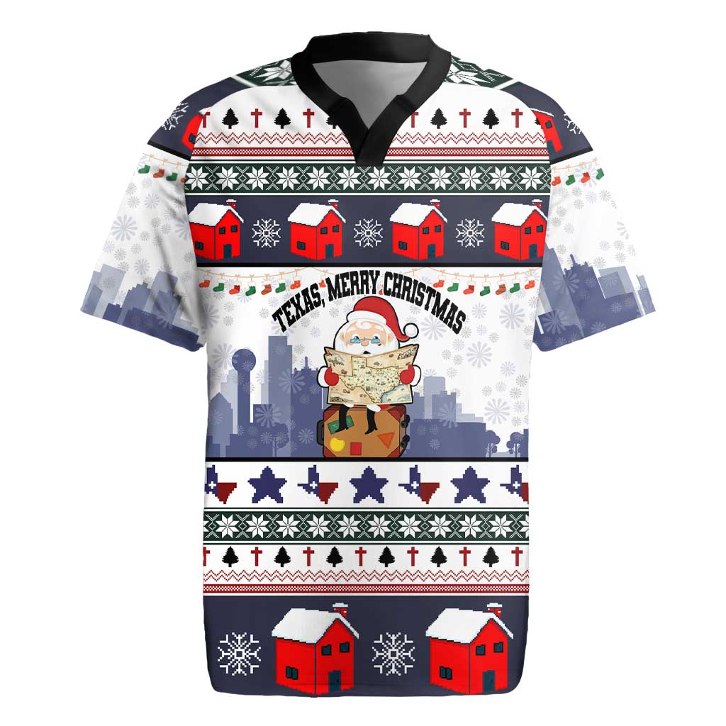 Texas Santa Christmas Rugby Jersey Xmas Holiday Patterns - Wonder Print Shop