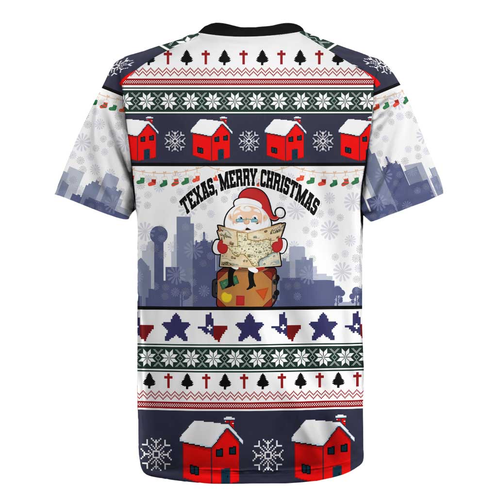 Texas Santa Christmas Rugby Jersey Xmas Holiday Patterns - Wonder Print Shop