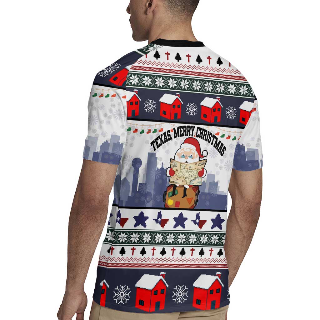 Texas Santa Christmas Rugby Jersey Xmas Holiday Patterns - Wonder Print Shop