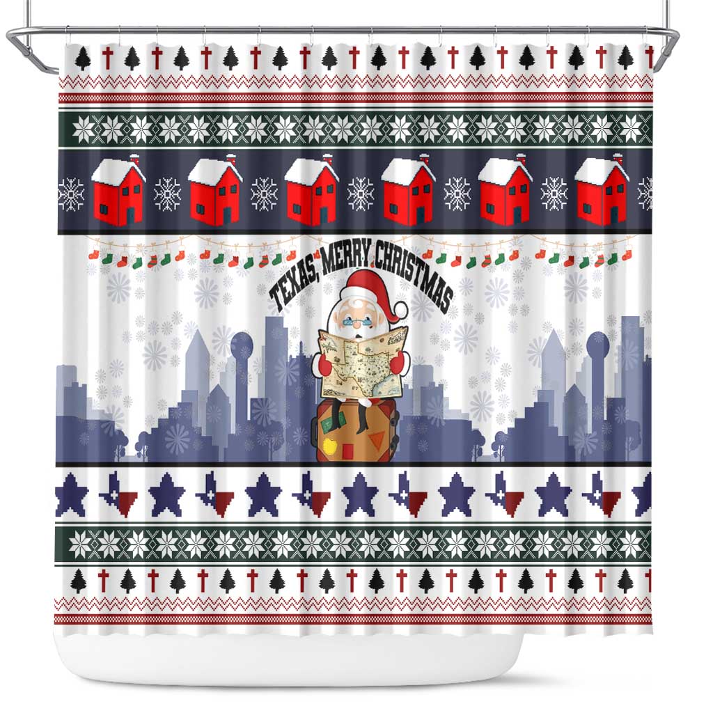 Texas Santa Christmas Shower Curtain Xmas Holiday Patterns - Wonder Print Shop