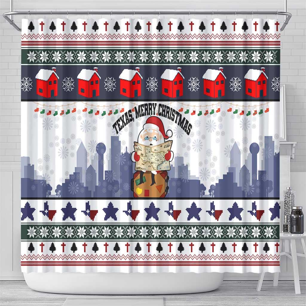 Texas Santa Christmas Shower Curtain Xmas Holiday Patterns - Wonder Print Shop