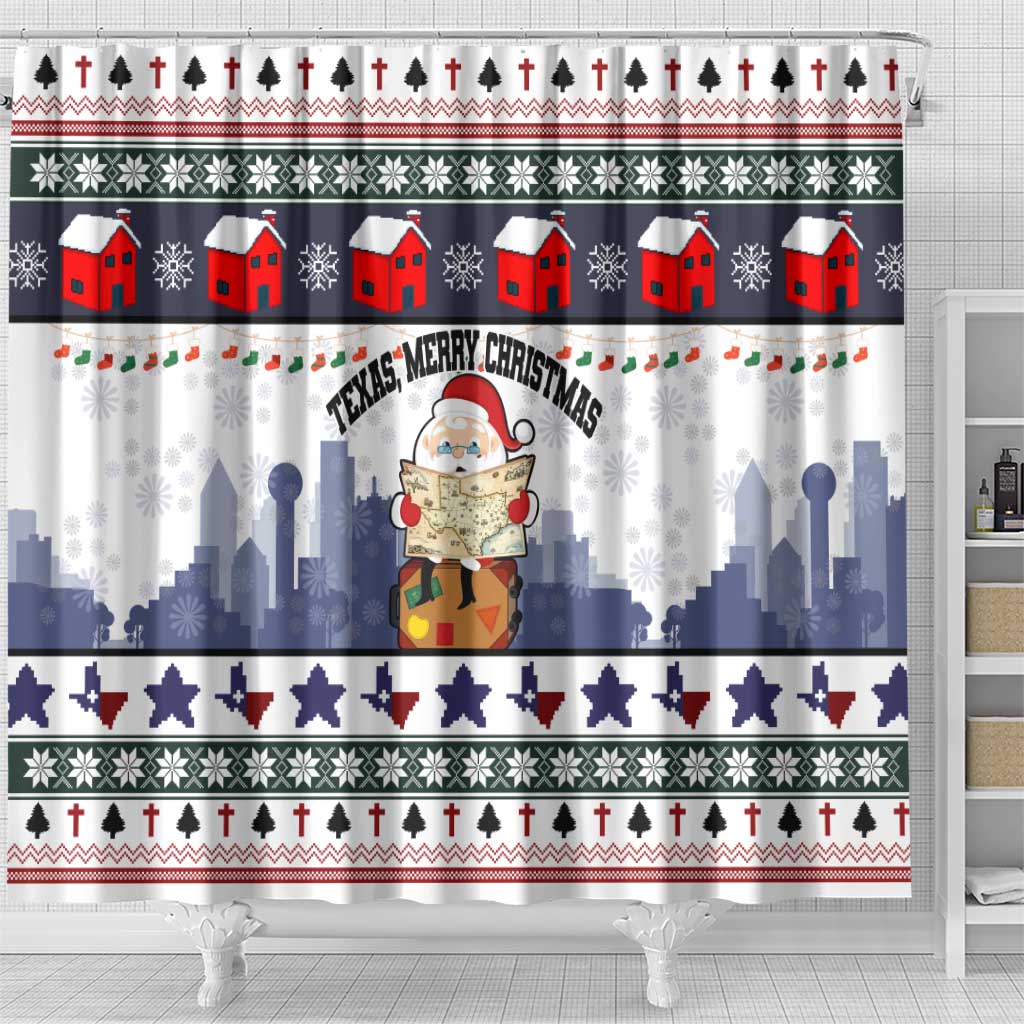 Texas Santa Christmas Shower Curtain Xmas Holiday Patterns - Wonder Print Shop