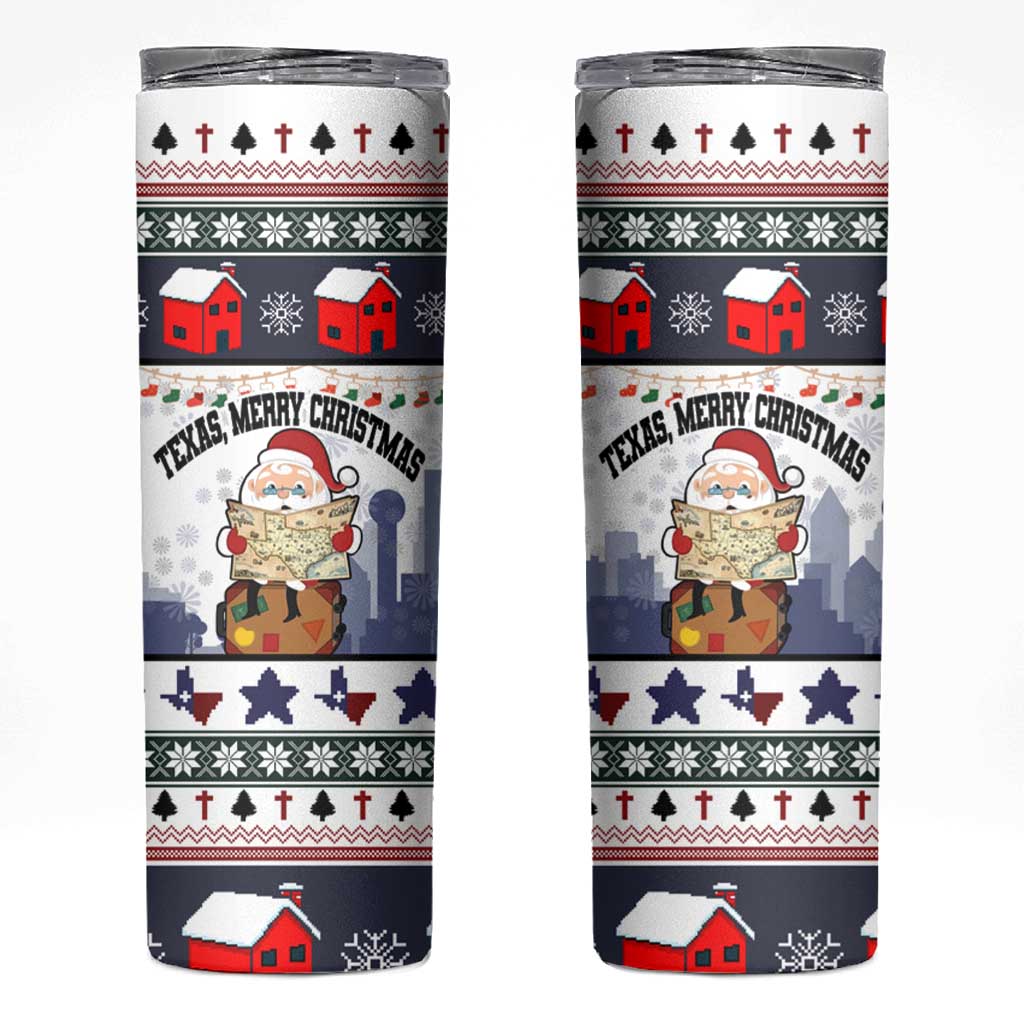 Texas Santa Christmas Skinny Tumbler Xmas Holiday Patterns - Wonder Print Shop