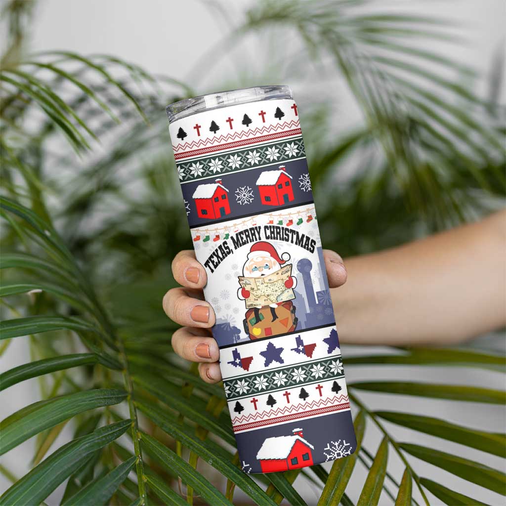 Texas Santa Christmas Skinny Tumbler Xmas Holiday Patterns - Wonder Print Shop