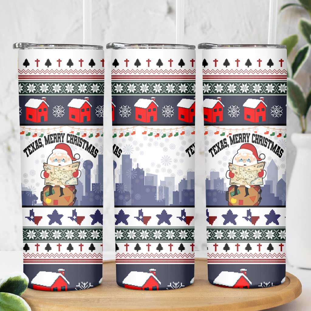 Texas Santa Christmas Skinny Tumbler Xmas Holiday Patterns - Wonder Print Shop