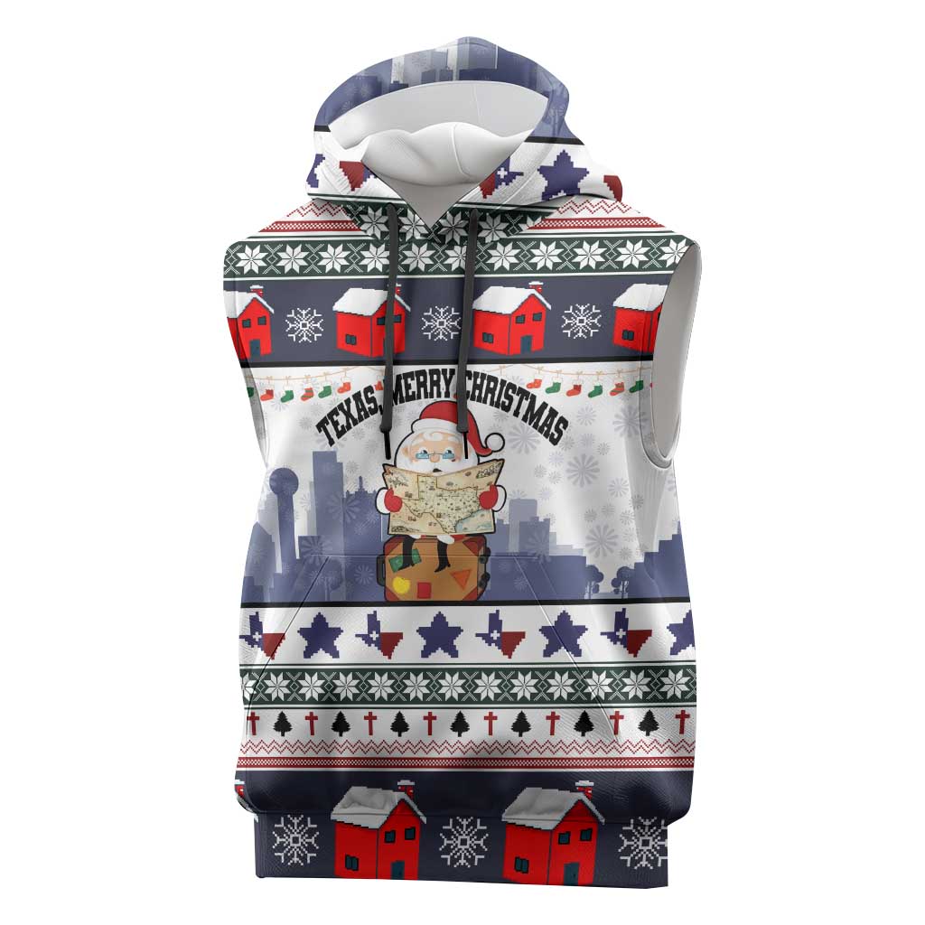 Texas Santa Christmas Sleeveless Hoodie Xmas Holiday Patterns - Wonder Print Shop