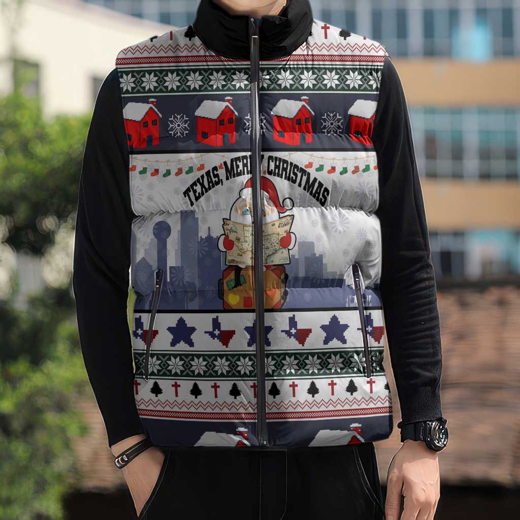 Texas Santa Christmas Sleeveless Puffer Jacket Xmas Holiday Patterns - Wonder Print Shop