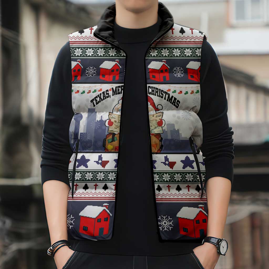 Texas Santa Christmas Sleeveless Puffer Jacket Xmas Holiday Patterns - Wonder Print Shop
