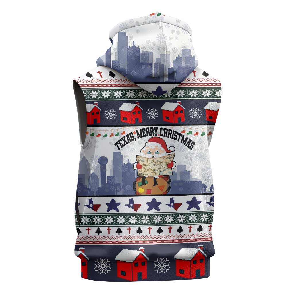Texas Santa Christmas Sleeveless Zip Hoodie Xmas Holiday Patterns - Wonder Print Shop