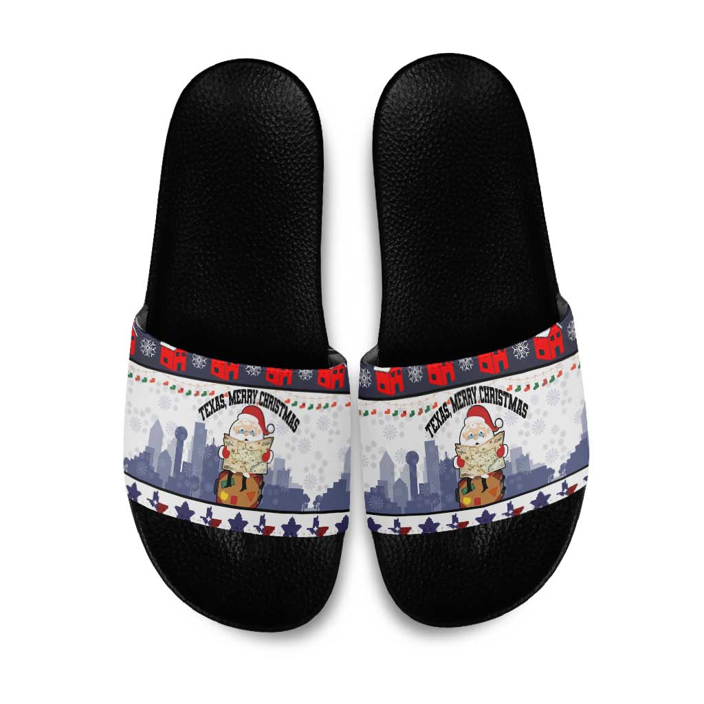 Texas Santa Christmas Slide Sandals Xmas Holiday Patterns - Wonder Print Shop