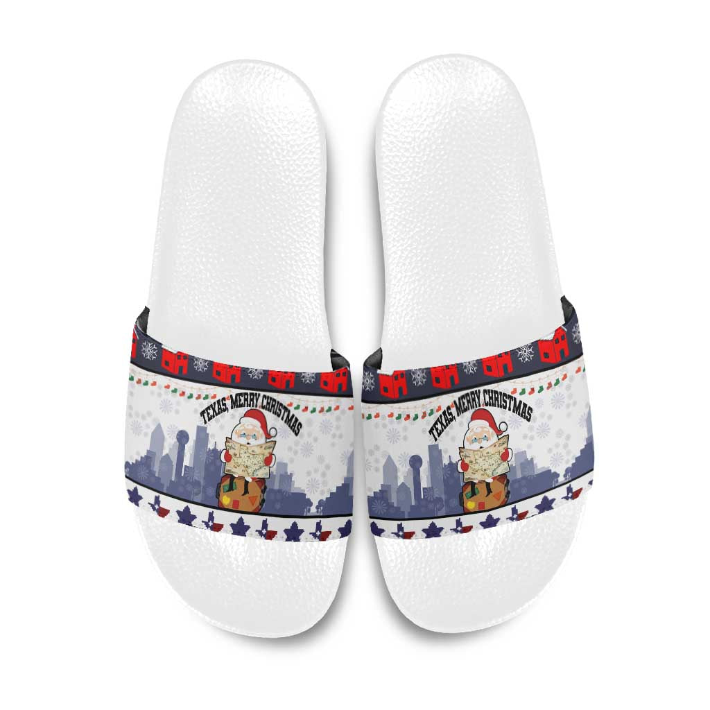 Texas Santa Christmas Slide Sandals Xmas Holiday Patterns - Wonder Print Shop