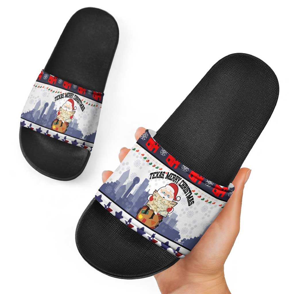 Texas Santa Christmas Slide Sandals Xmas Holiday Patterns - Wonder Print Shop