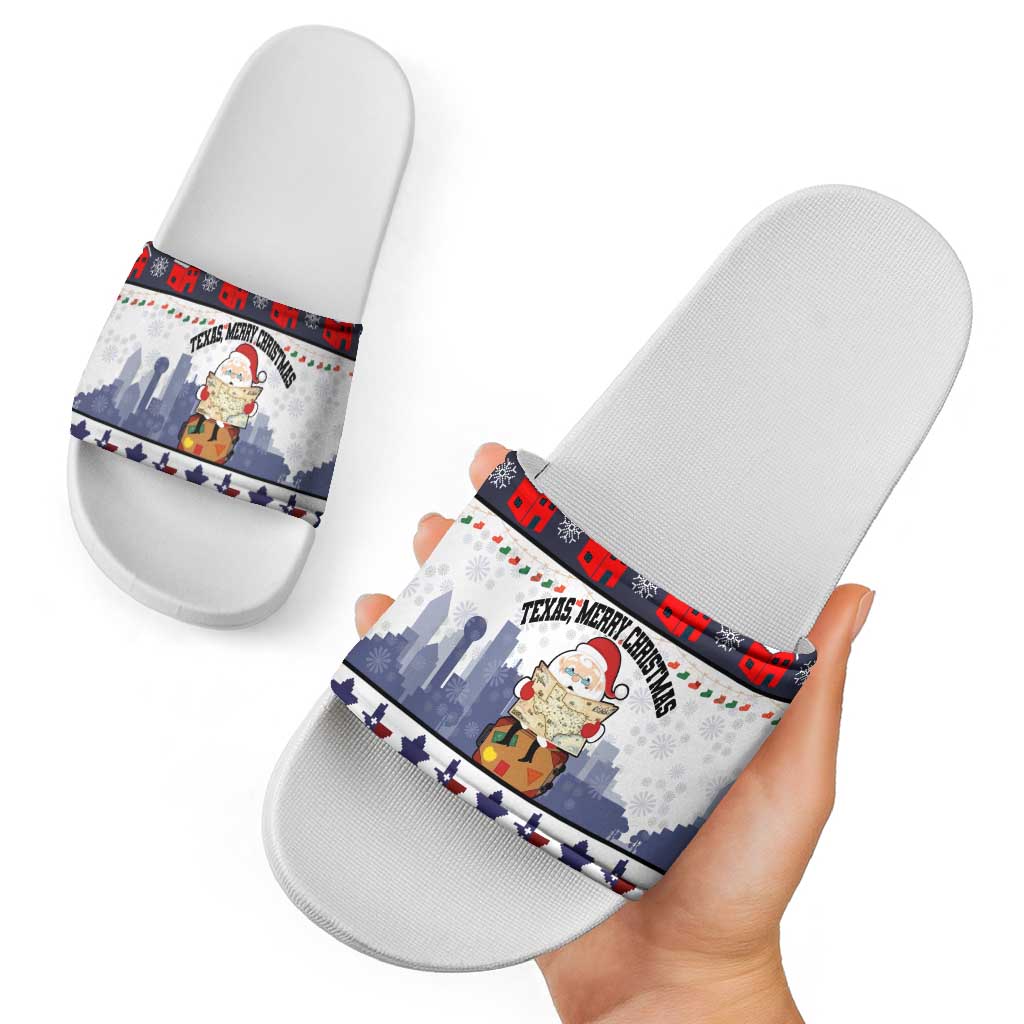 Texas Santa Christmas Slide Sandals Xmas Holiday Patterns - Wonder Print Shop