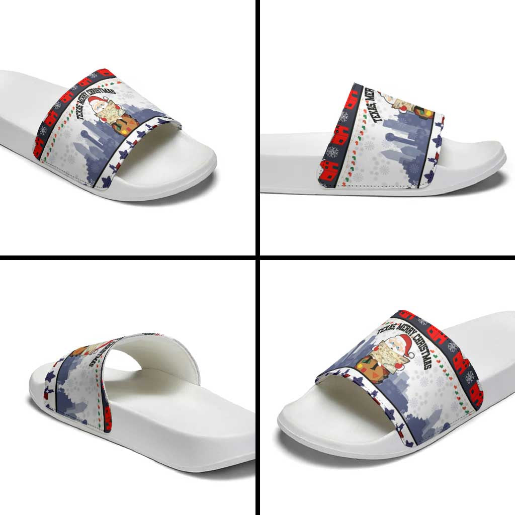Texas Santa Christmas Slide Sandals Xmas Holiday Patterns - Wonder Print Shop