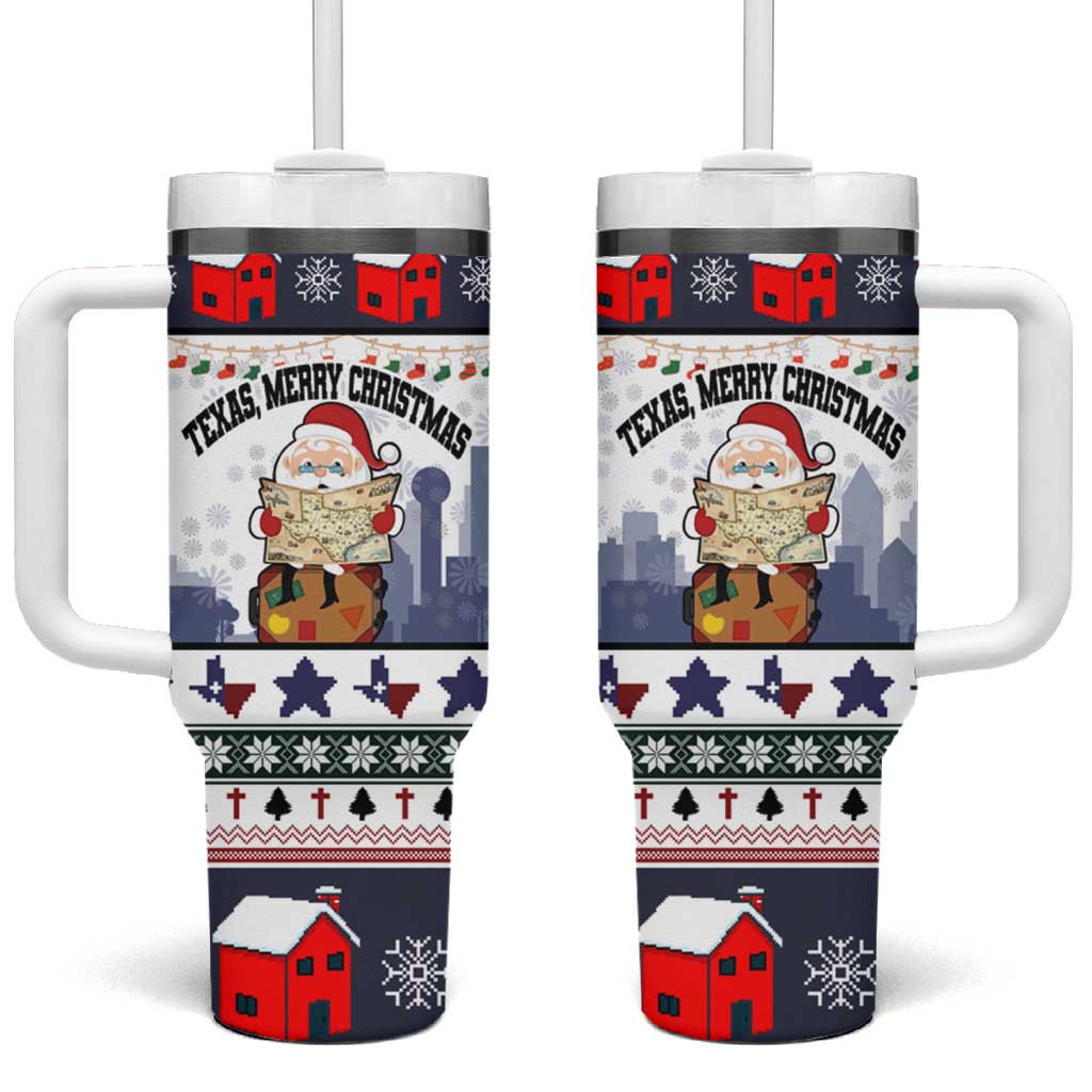 Texas Santa Christmas Tumbler With Handle Xmas Holiday Patterns - Wonder Print Shop