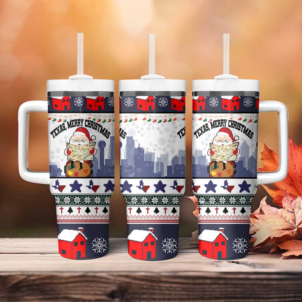 Texas Santa Christmas Tumbler With Handle Xmas Holiday Patterns - Wonder Print Shop