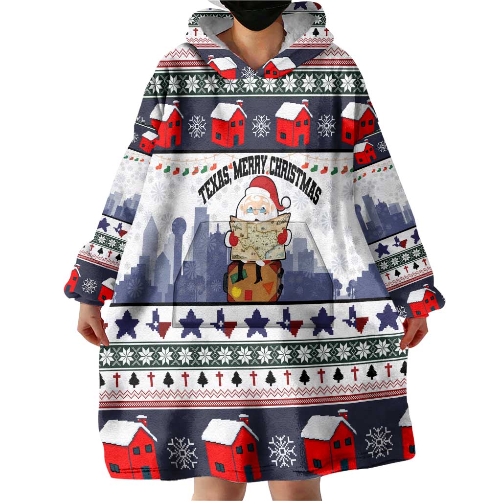 Texas Santa Christmas Wearable Blanket Hoodie Xmas Holiday Patterns - Wonder Print Shop