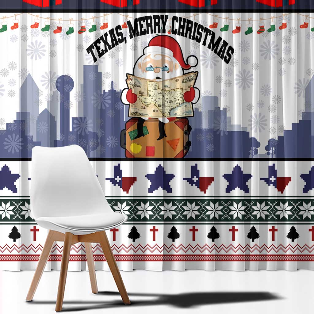 Texas Santa Christmas Window Curtain Xmas Holiday Patterns - Wonder Print Shop