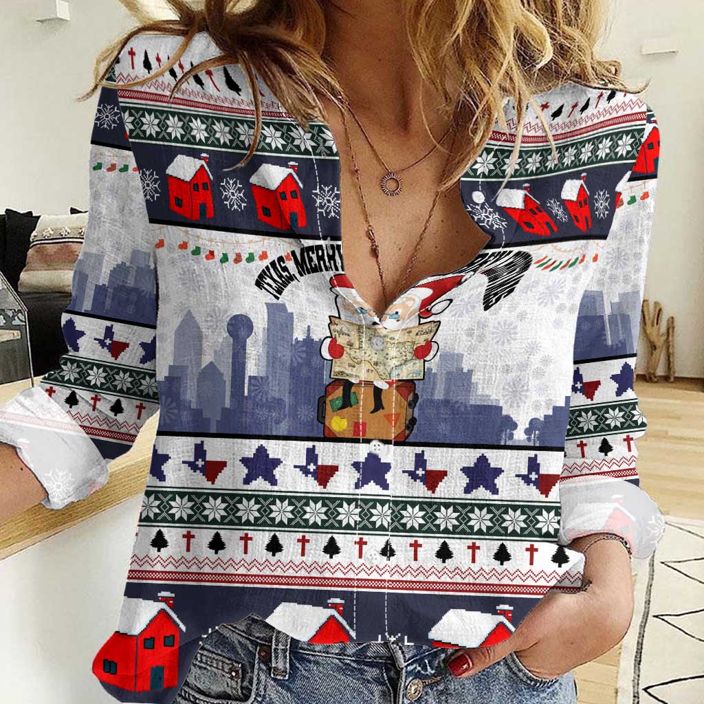 Texas Santa Christmas Women Casual Shirt Xmas Holiday Patterns - Wonder Print Shop